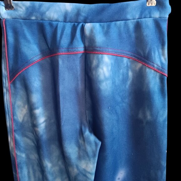 28x32 Vintage Women's Pants Bellbottom 70's Sears Blue Tie-Dye Flared Stretch - Picture 6 of 7